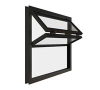 Reinforced Glass Folding Sliding for Food Trucks - Black Aluminum Vertical Lift Replacement (76x71cm/30x28in) with Secure Locks - Outdoor Use