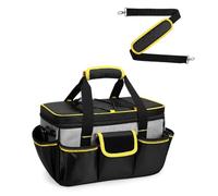 Reinforced Industrial Tool Storage Bag, Zippered Main Compartment with 9 External Pockets, Double Zip Heavy Duty Tool Carrier for Power Tool Accessories