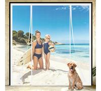 Reinforced Magnetic Screen Door for Double Doors 280x250cm Extra Wide Self Sealing Heavy Duty Hands Free Fly Screen Foldable Door Panel for Large Porch Entries and Conservatory Transitions White