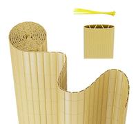 Reinforced PVC Privacy Fence 160x600cm - W Shape Balcony & Terrace Protection, Outdoor Bamboo Design, Durable with Ties for Gardens & Patios