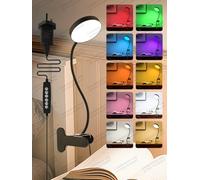 ReinHoo Desk Lamp,10 Colors RGB & Warm White Desk Light,10 Brightness Dimmable Clip On Light,500LM Bright Reading Light,USB Adapter LED Lamp for Office,Computer,Work,Study,Craft,Bedside Table,Bedroom