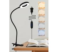 ReinHoo Desk Lamp,5 Colors+10 Brightness Reading Lamp LED Desk Light,550lm Bright Clip on Light, USB LED Lamp with Adapter, 360°Adjustable Reading Lights for Books in Bed, Bedside Table, Study, Craft
