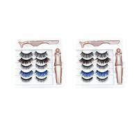 Reinscer 10 Pairs of Mixed Style Color Magnetic False Eyelashes Waterproof Eyeliner Tweezers Set Thick Magnetic False Eyelashes