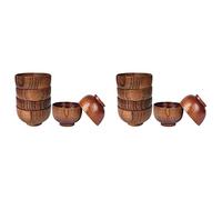 Reinscer 12 Pcs Wood Bowls Serving Tableware for Rice, Soup, Dip, Coffee, Tea, Decoration Wooden Salad Bowl Kitchen Cutlery Set