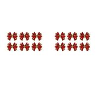 Reinscer 12 Pieces Red Bowknot Napkin Rings, Butterfly Knot Napkin Ring Holders Handmade Metal Napkin Buckles Elegant Table Decor