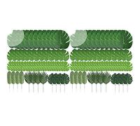 Reinscer 120 Pcs 6 Kinds Artificial Palm Leaves Tropical Plant Leaves Faux Monstera Leaves Stems for Hawaiian Luau Decorations