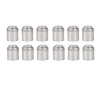 Reinscer 12Pcs Tea Tins Canister with Airtight Double Lids,Mini Tin Can Box and Small Round Kitchen Canisters for Tea (Silver)