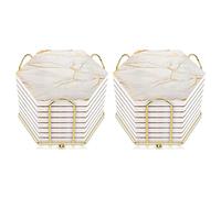 Reinscer 16 Pcs Coasters for Drinks Absorbent with Holder Marble Design Ceramic Coaster Set Super Absorbent Hot and Cold Drink