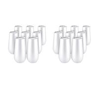 Reinscer 16Packs Stemless Champagne Flutes Wine Tumbler, 6 OZ Double-Insulated Wine Tumbler with Lids Cocktail Cups White
