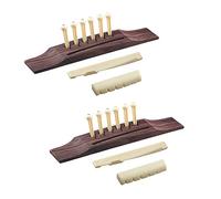 Reinscer 2 set Bridge Pins/Saddle/Nut Abalone Dots for Acoustic Guitar - Red + reddish brown