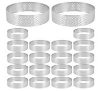 Reinscer 20 Pack Stainless Steel Tart Ring, Heat- Perforated Cake Mousse Ring, Round Ring, 8cm