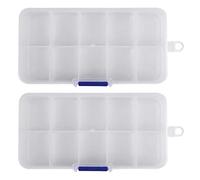 Reinscer 2X 10 Compartment Plastic Storage Box Transparent for Pearl Pin Jewelry Tools Small Accessories