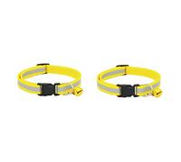 Reinscer 2X Adjustable Reflective Pet Collar Safety Release Buckle with Bell for Cat Dog (Yellow)