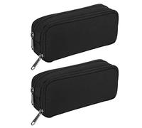Reinscer 2X Big Capacity Pencil Case Oxford Storage Pouch Marker Pen Case Simple Stationery Bag School Office Organizer Black