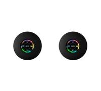 Reinscer 2X Bluetooth Speaker Waterproof Bathroom Audio Wireless Shower Speakers RGB Light Bluetooth Suction Cup Speaker, Black