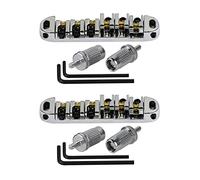 Reinscer 2X Chrome Metal Plated Roller Saddle Tune-O- Bridge for Style Electric Guitar Replacement