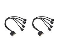 Reinscer 2X Cooling Fan Adapter Cable, 15 Pin to 4 x 3 Pin / 4 Pin PMW 12V PC Case Fan Power Adapter Cable to 15 Pin