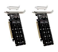 Reinscer 2X Double-Sided 4-Disk NVME Card PCIeX16 to M.2 M-Key NVMEx4SSD 2U Server Array Expansion Adapter Split Card