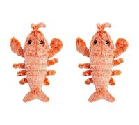 Reinscer 2X Floppy Lobster Dog Toys Plush Jumping Lobster Interactive Toy Motion Activated Moving Pet Toy, Plush Pet Chew Toy,B