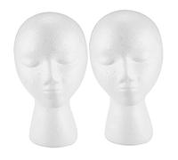 Reinscer 2X Foam Mannequin Wig Display Hat Cap Wig Holder White Foam