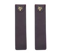 Reinscer 2X Genuine Leather Pen Pouch Holder Single Pencil Bag Pen Case with Snap Button for Rollerball Fountain Ballpoint Pen