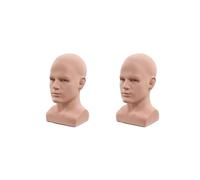 Reinscer 2X Male Mannequin Head Professional Manikin Head for Display Wigs Hats Headphone Display Stand (Skin Color)
