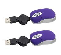 Reinscer 2X Mini USB Wired Mouse Retractable Tiny Small Mouse 1600 DPI Optical Compact Travel Mice for 98 2000 XP