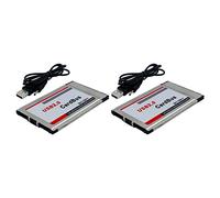 Reinscer 2X PCMCIA to USB 2.0 CardBus Dual 2 Port 480M Card Adapter for Laptop PC Computer