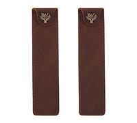 Reinscer 2X Pen Pouch Holder Single Pencil Bag Pen Case with Snap Button for Rollerball Fountain Ballpoint Pen-Brown