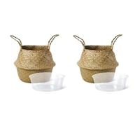 Reinscer 2X Plant Basket with Liner, Woven Seagrass Belly Baskets,Storage Laundry Picnic Grocery Straw Bag