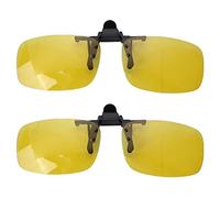 Reinscer 2X Rectangle Clear Yellow Lens Rimless Clip on Night Vision Driving Glasses
