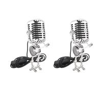 Reinscer 2X Retro Style Vintage Microphone Robot Desk Lamp, Vintage Microphone Robot Touch Dimmer Lamp Table Lamp Black