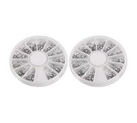 Reinscer 2X Silver Rhinestones Carousel Boxes Crystal Nail Manicure Nail 1.5 MM Wheel