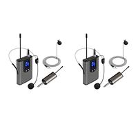 Reinscer 2X UHF Portable Wireless Headset/Lavalier Lapel Microphone with Bodypack Transmitter and Receiver 1/4 Inch Output