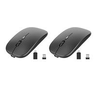 Reinscer 2X Wireless Mouse Rechargable,2.4G Ultra Silent Optical Mouse with USB and Type-C Receiver, for Laptop, (Black)