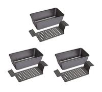 Reinscer 3 Set 12 Inch Healthy Meatloaf Pan Non-Stick Barbecue Tray Rectangular Loaf Pan with Insert Rack