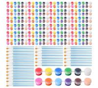 Reinscer 336 Pcs Mini Acrylic Paint Set 24 Set 12 Colors Acrylic Paint Strips 48Pcs Painting Brushes for Kids Adults Easy Install Easy to Use (3ml)
