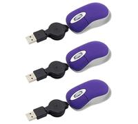 Reinscer 3X Mini USB Wired Mouse Retractable Tiny Small Mouse 1600 DPI Optical Compact Travel Mice