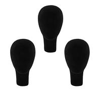 Reinscer 3X Polystyrene Foam Mannequin Face Model Head Wig Holder Eyeglass Glasses with Base Bracket - Black, 35cm