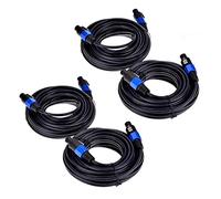 Reinscer 4 Pack 25 Ft Male Speakon to Speakon Cables, Professional 12 Gauge AWG Audio Cord DJ Speaker Cable Wire with Twist Lock