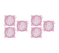 Reinscer 4 Pin 120mm Cool Fan Pc Fans 3 Aperture Interntl External Pink LED Large Air Volume Silent Fan for Pc Cooling 6 Pack