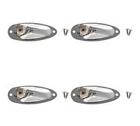 Reinscer 4Pcs Boat Guitar Jack 1/4 Inch Input Output Jack Plate Socket 6.35mm Chrome Silver for FD Strat Style Guitar Parts