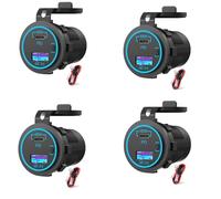 Reinscer 4X 65W PD 12V USB Outlet for Laptop USB C Car Charger Socket Multi Port Outlet Waterproof Adapter for Car Boat Truck
