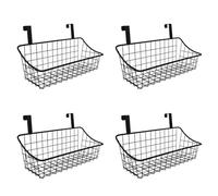 Reinscer 4X Basket with Hook Grid Storage Basket, Hang It Behind A Door or on A Railing, Over the Cabinet Door, Black
