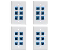 Reinscer 4X Cat 6 Ethernet Wall Plate 6 Port,Ethernet Wall Plate Female-Female Removable Compatible with Cat7/6/6E/5/5E