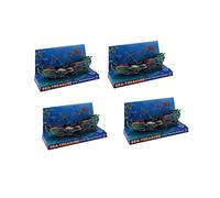 Reinscer 4X Large Aquarium Decoration Boat Plactic Aquarium Ship Air Split Shipwreck Fish Tank Decor C