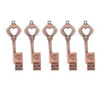 Reinscer 5X USB 2.0 Metal USB Pen Drive Pure Copper Heart USB Flash Drive Key (Copper, 8GB)