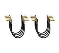 Reinscer 8 Pack 12 Inch Guitar Patch Cables, Right Angle Golden Pancake Connector for Effects Pedal Board