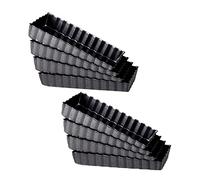 Reinscer 8 Pcs Non-Stick Quiche Tart Pans Rectangle with Removable Bottom,Fluted Tart Tin for Fruit Pie Cake Biscuit Baking
