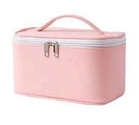 Reinscer Makeup Bag Portable Travel Cosmetic Bag Zipper Makeup Organizer Bag with Inner Pouch PU Leather Washable Waterproof-A